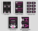 Bowling Birthday Party Package, Bowling Decorations Set Editable Pink Black, Birthday Kit Printable for Girl, WYP5V