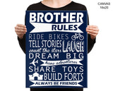 Brother Rules Print, Beautiful Wall Art with Frame and Canvas options available Kids Decor