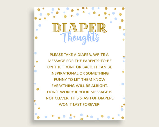 Diaper Thoughts Baby Shower Diaper Thoughts Confetti Baby Shower Diaper Thoughts Blue Gold Baby Shower Confetti Diaper Thoughts cb001