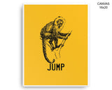 Jump Monkey Print, Beautiful Wall Art with Frame and Canvas options available Living Room Decor