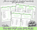 Green Baby Shower games package bundle printable with chevron green theme, 8 games pack, jpg and pdf - Instant Download - cgr01