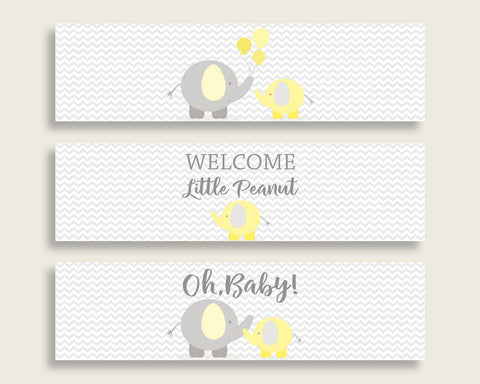 Bottle Labels Baby Shower Bottle Labels Yellow Baby Shower Bottle Labels Baby Shower Elephant Bottle Labels Yellow Gray party theme W6ZPZ