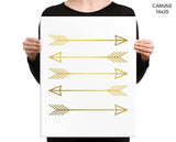 Golden Arrows Print, Beautiful Wall Art with Frame and Canvas options available Living Room Decor