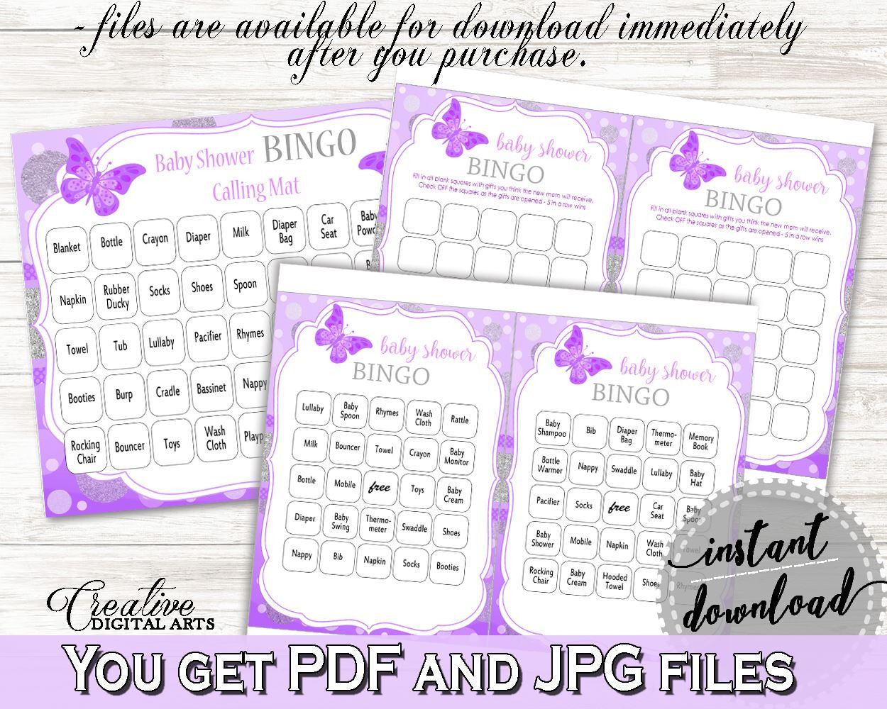 Bingo 60 Cards Baby Shower Bingo 60 Cards Butterfly Baby Shower Bingo 60 Cards Baby Shower Butterfly Bingo 60 Cards Purple Pink pdf 7AANK - Digital Product