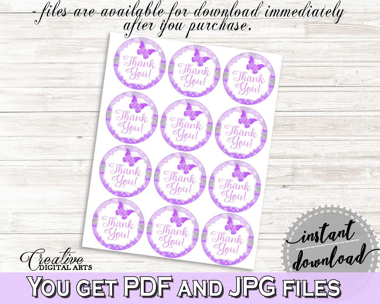 Round Tags Baby Shower Round Tags Butterfly Baby Shower Round Tags Baby Shower Butterfly Round Tags Purple Pink party stuff, prints 7AANK - Digital Product