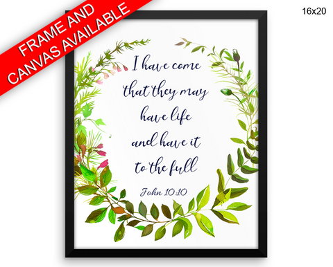 John Quote Print, Beautiful Wall Art with Frame and Canvas options available  Decor