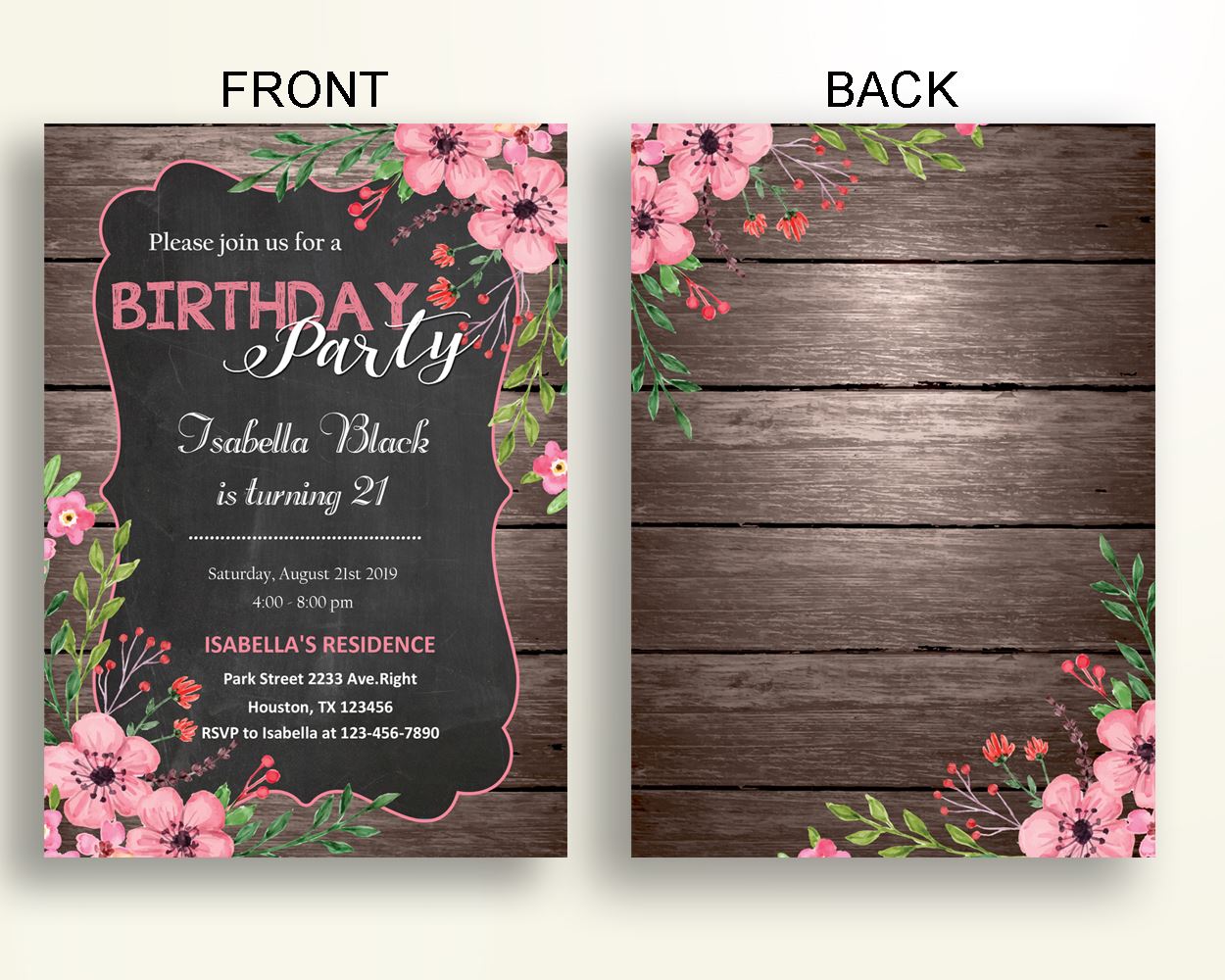 Rustic Flowers Birthday Invitation Rustic Flowers Birthday Party Invitation Rustic Flowers Birthday Party Rustic Flowers Invitation 784OS - Digital Product