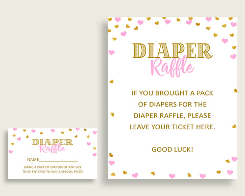 Diaper Raffle Baby Shower Diaper Raffle Hearts Baby Shower Diaper Raffle Baby Shower Hearts Diaper Raffle Pink Gold party supplies bsh01