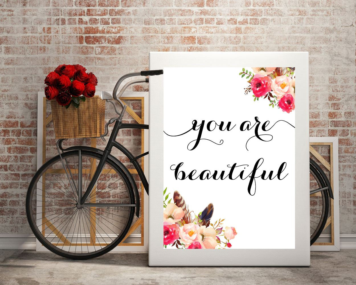 Wall Art You Are Beautiful Digital Print You Are Beautiful Poster Art You Are Beautiful Wall Art Print You Are Beautiful Typography Art You - Digital Download