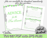 Advice For The Mommy To Be and Advice For The New Parents baby shower activities in chevron green theme, Jpg Pdf, instant download - cgr01