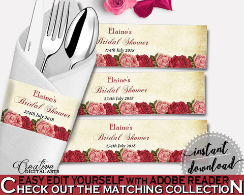 Napkin Rings Bridal Shower Napkin Rings Vintage Bridal Shower Napkin Rings Bridal Shower Vintage Napkin Rings Red Pink party ideas XBJK2 - Digital Product