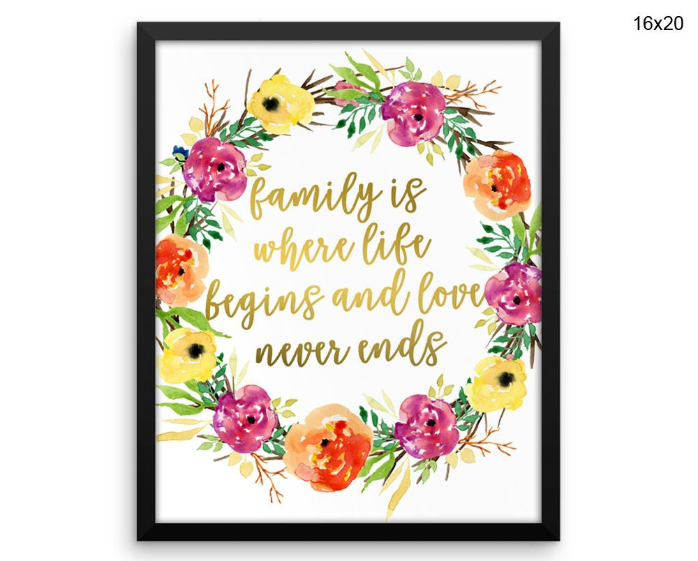 Family Print, Beautiful Wall Art with Frame and Canvas options available  Decor