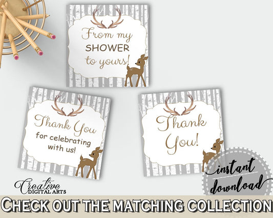 Square Tags Baby Shower Square Tags Deer Baby Shower Square Tags Baby Shower Deer Square Tags Gray Brown party decor - Z20R3 - Digital Product