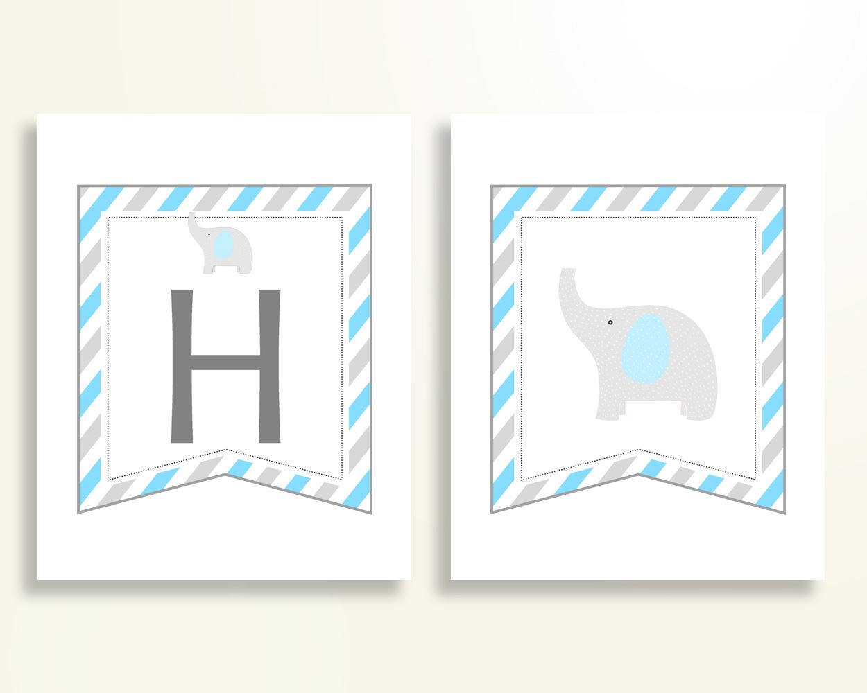 Banner Baby Shower Banner Elephant Baby Shower Banner Blue Gray Baby Shower Elephant Banner party supplies party décor printable C0U64 - Digital Product