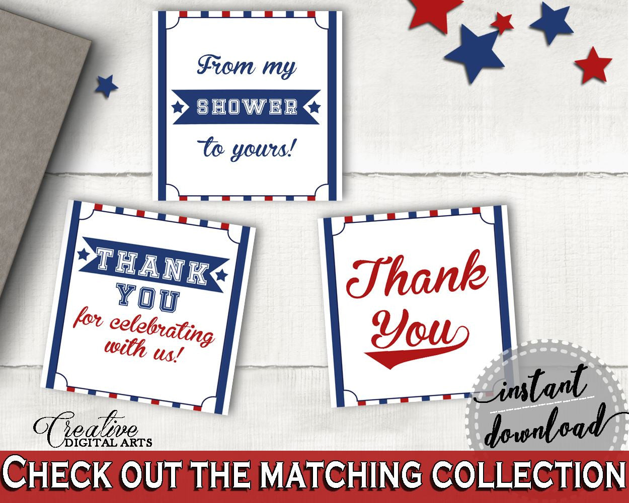 Square Tags Baby Shower Square Tags Baseball Baby Shower Square Tags Baby Shower Baseball Square Tags Blue Red instant download YKN4H - Digital Product