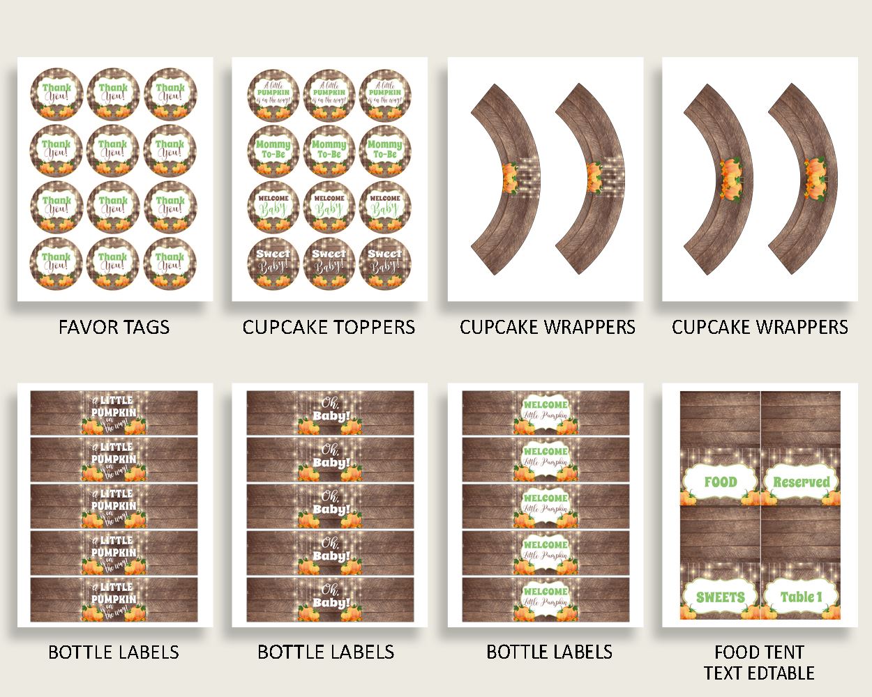 Decorations Baby Shower Decorations Autumn Baby Shower Decorations Baby Shower Autumn Decorations Brown Orange party decor prints 0QDR3 - Digital Product