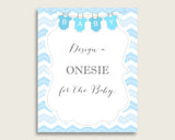 Blue White Please Sign The Onesie Sign and Design A Onesie Sign Printables, Chevron Boy Baby Shower Decor, Instant Download, Popular cbl01