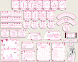 Pink White Baby Shower Decorations Girl Kit, Pink Whale Baby Shower Party Package Printable, Instant Download, Sea Animals Baby Whale wbl02