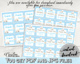 Little Lamb Blue Boy Baby shower THANK YOU favor square tags printable blue theme sheep, digital file, Jpg Pdf, instant download - fa001