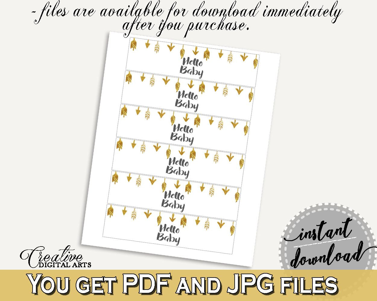 Napkin Rings Baby Shower Napkin Rings Gold Arrows Baby Shower Napkin Rings Baby Shower Gold Arrows Napkin Rings Gold White - I60OO - Digital Product