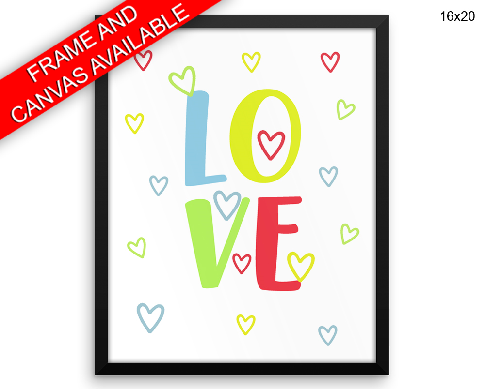 Kids Room Print, Beautiful Wall Art with Frame and Canvas options available Love Decor