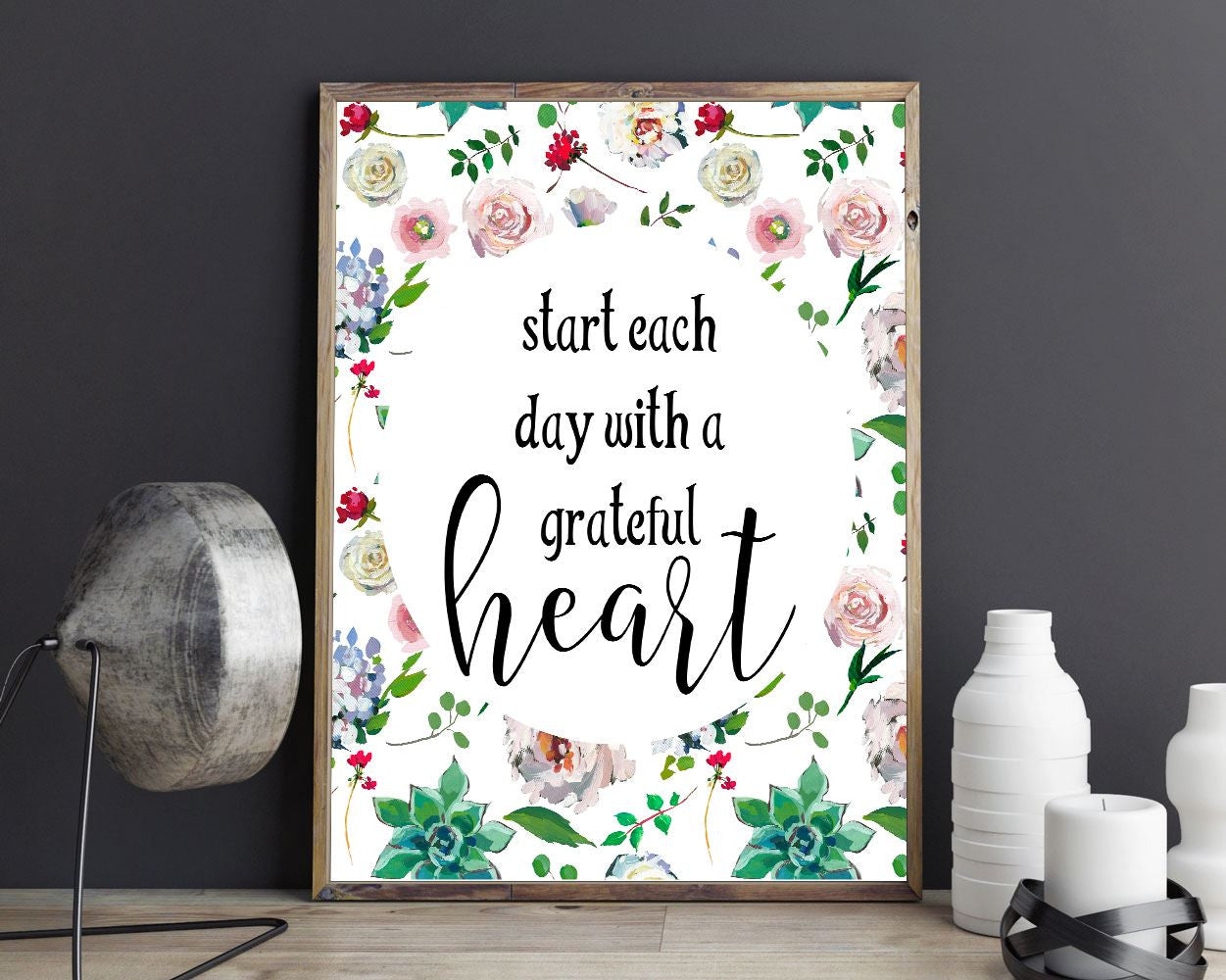 Wall Art Start Each Day With A Grateful Heart Digital Print Start Each Day With A Grateful Heart Poster Art Start Each Day With A Grateful - Digital Download