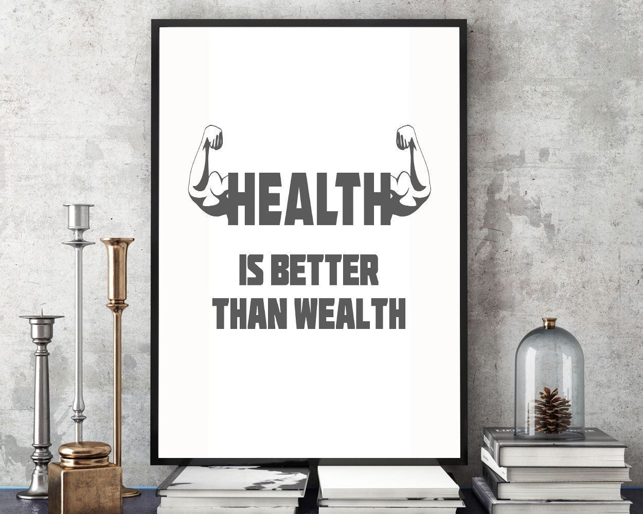 Wall Art Health Digital Print Health Poster Art Health Wall Art Print Health Gym Art Health Gym Print Health Wall Decor Health wealth - Digital Download