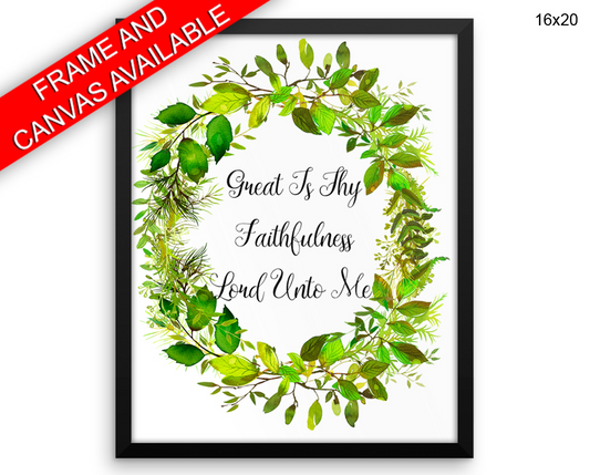 Faithfulness Print, Beautiful Wall Art with Frame and Canvas options available Floral Wreath Decor