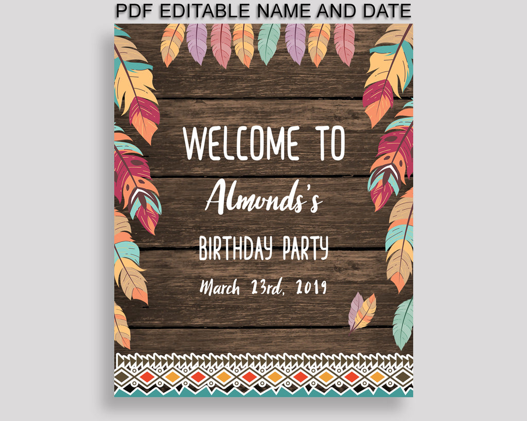 Wild One Birthday Welcome Sign Printable, Brown Green Birthday Party Large Sign, Editable Welcome Sign Boy Girl, LQES5