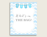 Chevron Baby Shower What's In The Bag Game, Blue White Boy Bag Game Printable, Instant Download, Stripy Lines Popular Zig Zag Theme cbl01