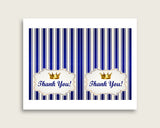 Blue Gold Thank You Cards Printable, Royal Prince Baby Shower Thank You Notes, Boy Shower Thank You Folded, Instant Download, rp001