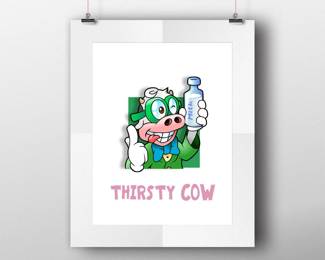 Cow Framed Print Available Thirsty Canvas Print Available Cow Kitchen Art Thirsty Kitchen Print Cow Printed Thirsty drink milk print - Digital Download