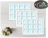 Baby shower THANK YOU favor tags square printable with blue clothes and blue color theme for boys, digital files, instant download - bc001