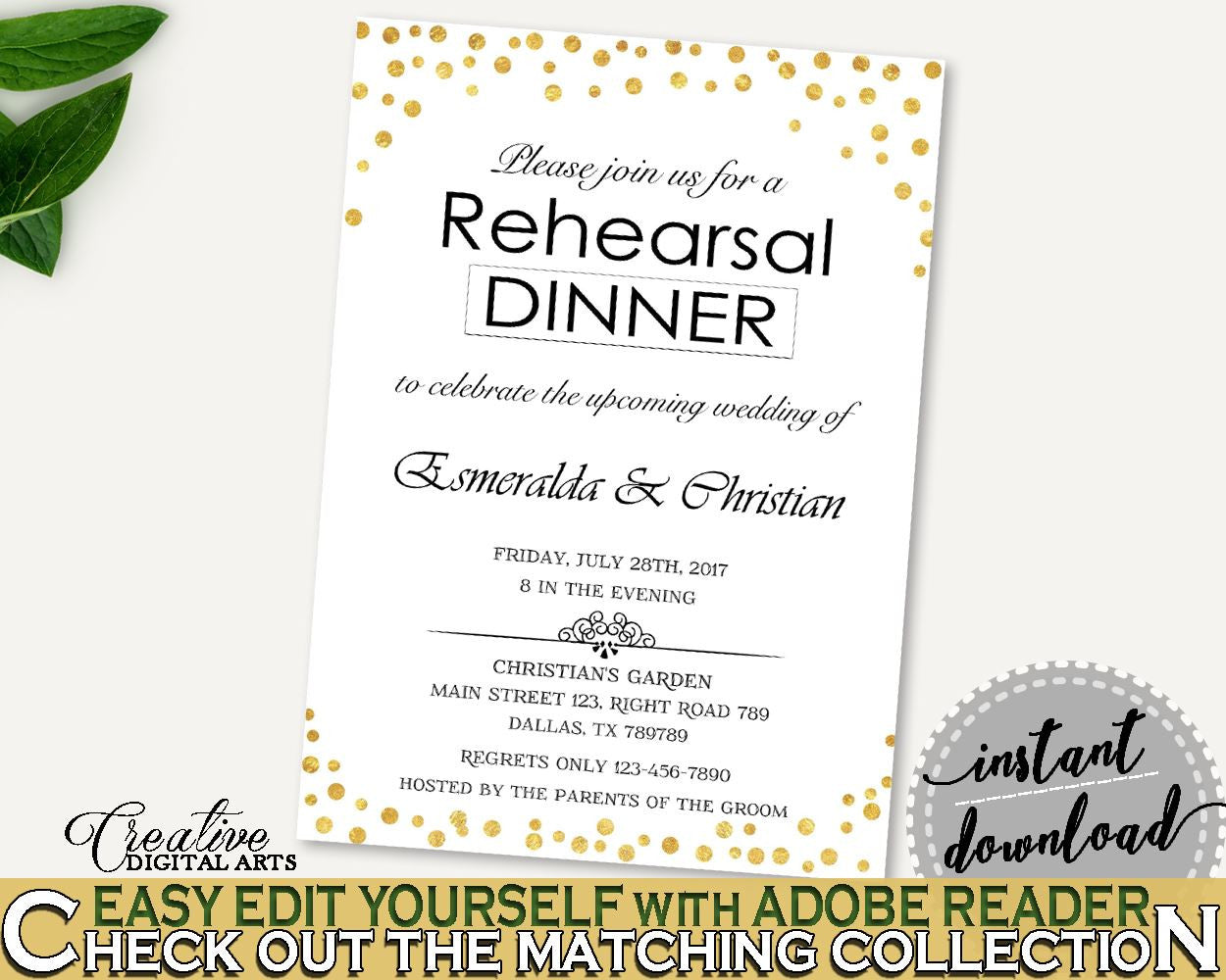 Rehearsal Dinner Invitation Bridal Shower Rehearsal Dinner Invitation Confetti Bridal Shower Rehearsal Dinner Invitation Bridal Shower CZXE5 - Digital Product