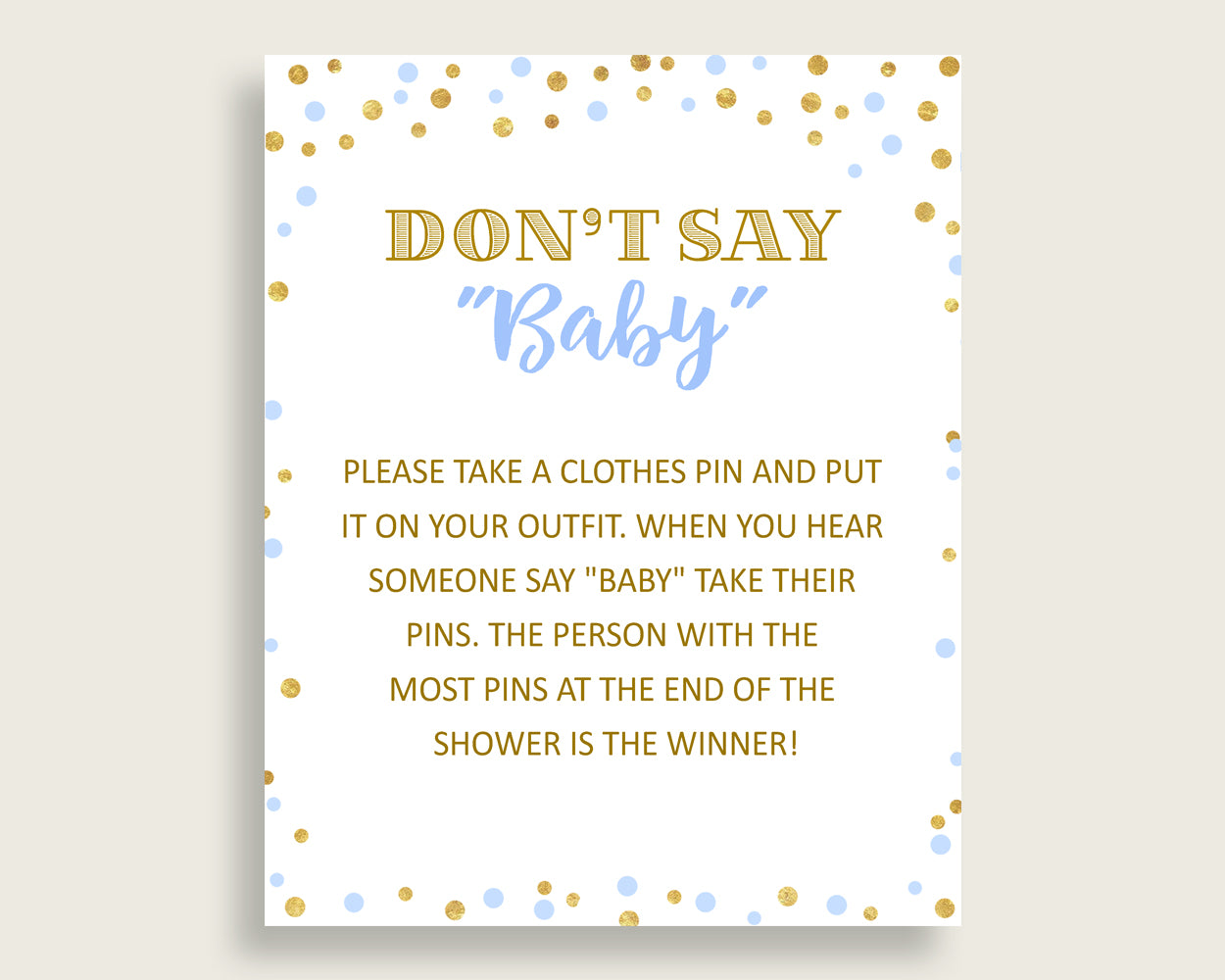 Dont Say Baby Baby Shower Dont Say Baby Confetti Baby Shower Dont Say Baby Blue Gold Baby Shower Confetti Dont Say Baby pdf jpg cb001