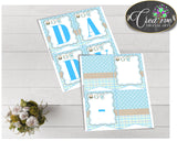 Baby shower CHAIR BANNER decoration printable with boy clothesline and blue color theme, digital files, instant download - bc001