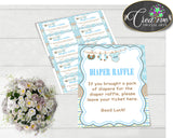 Baby shower DIAPER RAFFLE insert card printable for baby shower with boy clothes and blue color theme, Jpg Pdf, instant download - bc001