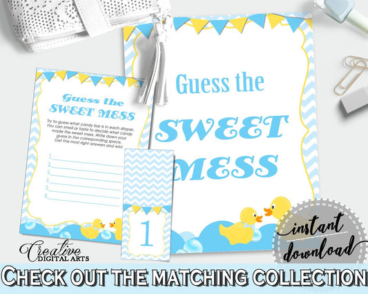 Baby Shower Cute Yellow Duckie Sweet Mess Dirty Nappy GUESS THE SWEET Mess, Party Organizing, Party Stuff, Pdf Jpg - rd002 - Digital Product