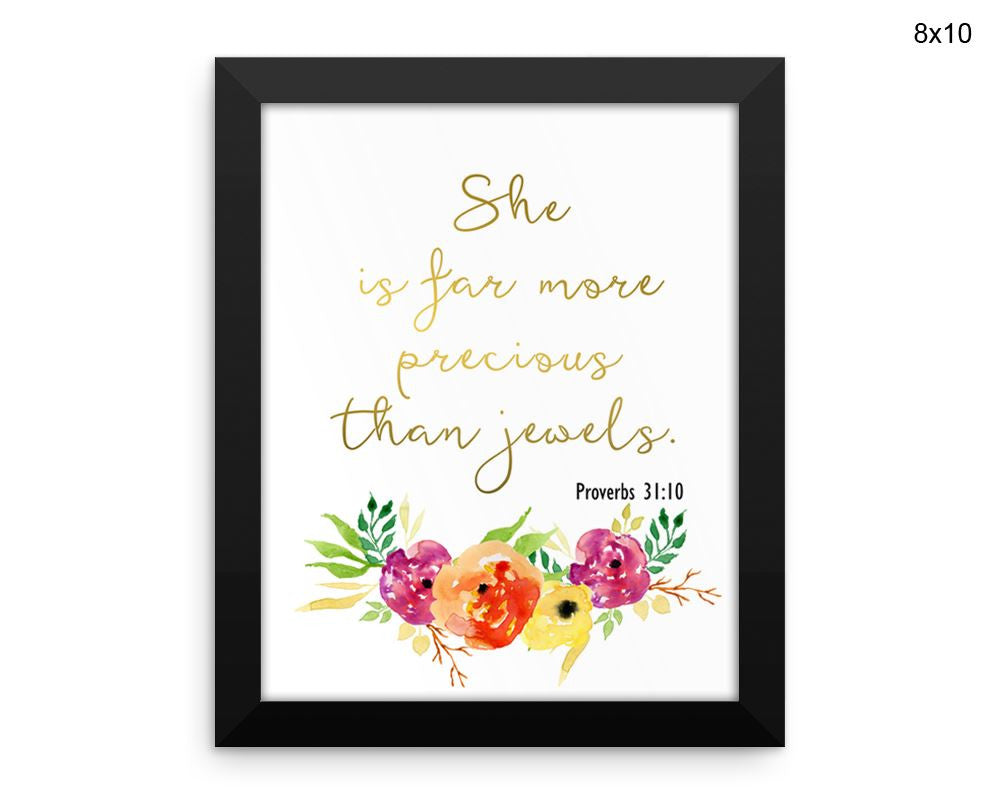 She Is Far More Precious Than Jewels Print, Beautiful Wall Art with Frame and Canvas options