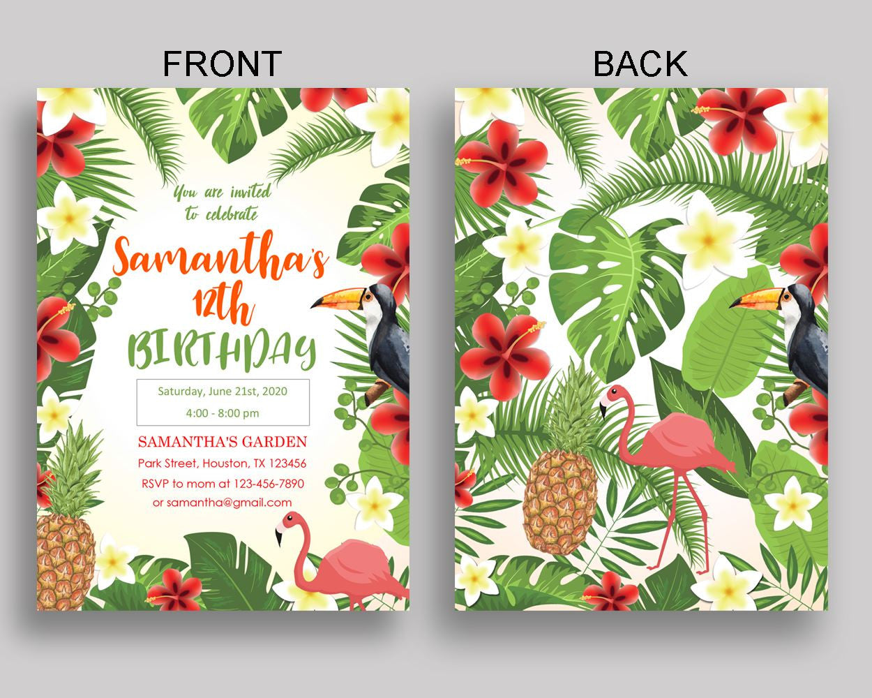 Tropical Birthday Invitation Tropical Birthday Party Invitation Tropical Birthday Party Tropical Invitation Boy Girl flamingo hawaiian 8LFM8 - Digital Product