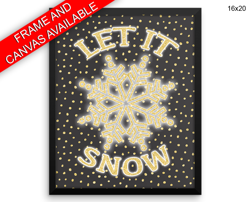 Let It Snow Print, Beautiful Wall Art with Frame and Canvas options available Winter Decor