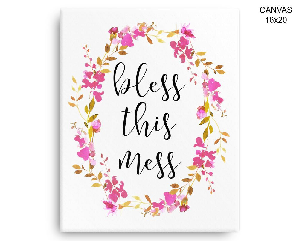 Bless This Mess Print, Beautiful Wall Art with Frame and Canvas options available Kitchen Decor