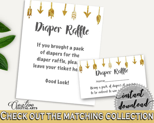 Diaper Raffle Baby Shower Diaper Raffle Gold Arrows Baby Shower Diaper Raffle Baby Shower Gold Arrows Diaper Raffle Gold White - I60OO - Digital Product