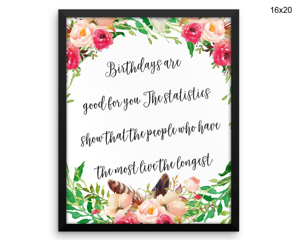 Birthday Print, Beautiful Wall Art with Frame and Canvas options available Funny Decor