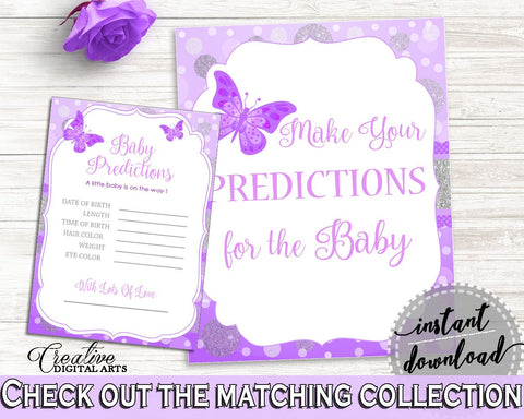 Baby Predictions Baby Shower Baby Predictions Butterfly Baby Shower Baby Predictions Baby Shower Butterfly Baby Predictions Purple 7AANK - Digital Product