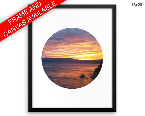 Sunset Print, Beautiful Wall Art with Frame and Canvas options available Circle Decor