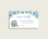 Elephant Blue Baby Shower Diaper Raffle Tickets Game, Boy Blue Gray Diaper Raffle Card Insert and Sign Printable, Instant Download ebl01