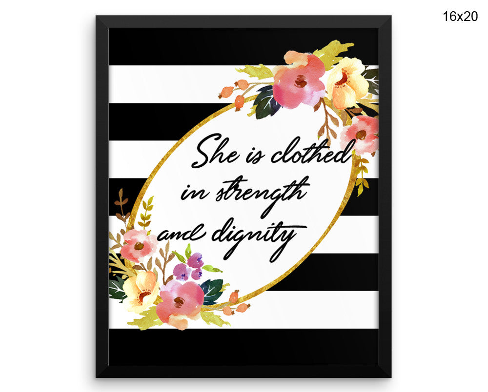 She Is Clothed In Strength And Dignity Print, Beautiful Wall Art with Frame and Canvas options