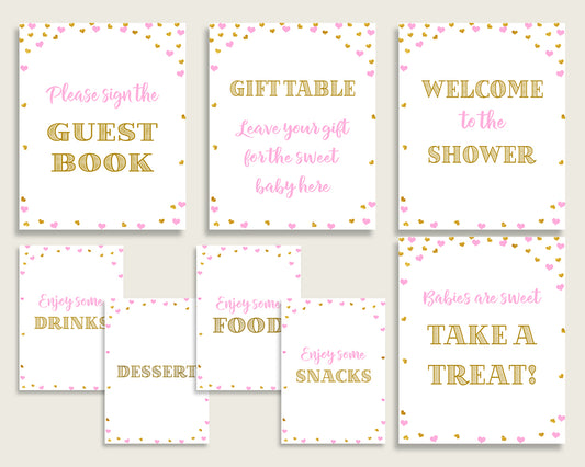 Table Signs Baby Shower Table Signs Hearts Baby Shower Table Signs Baby Shower Hearts Table Signs Pink Gold party plan printables bsh01