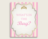 Royal Princess Baby Shower What's In The Bag Game, Pink Gold Girl Bag Game Printable, Instant Download, Glamorous Light Pink Princesa rp002